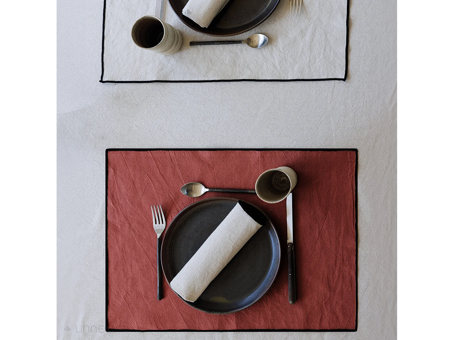 Lot de 4 sets de table coton 37x50 cm HONO rose pêche