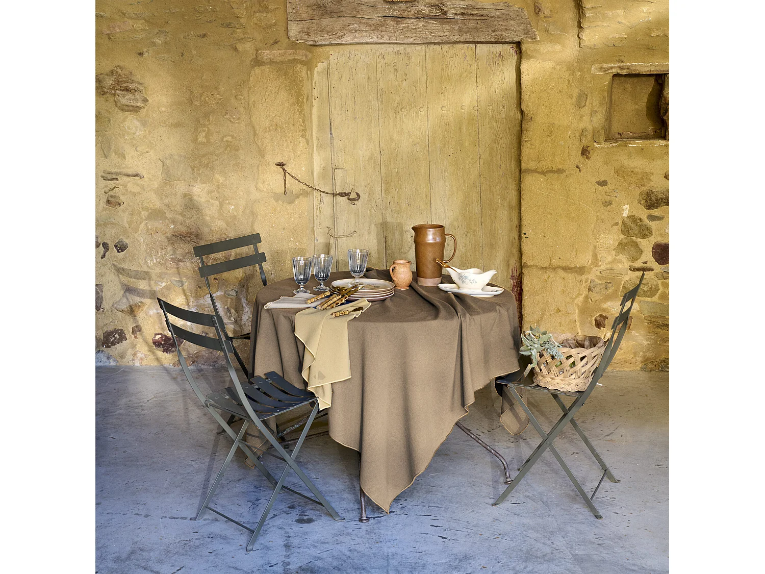 Lot de 4 sets de table coton 37x50 cm HONO marron camel