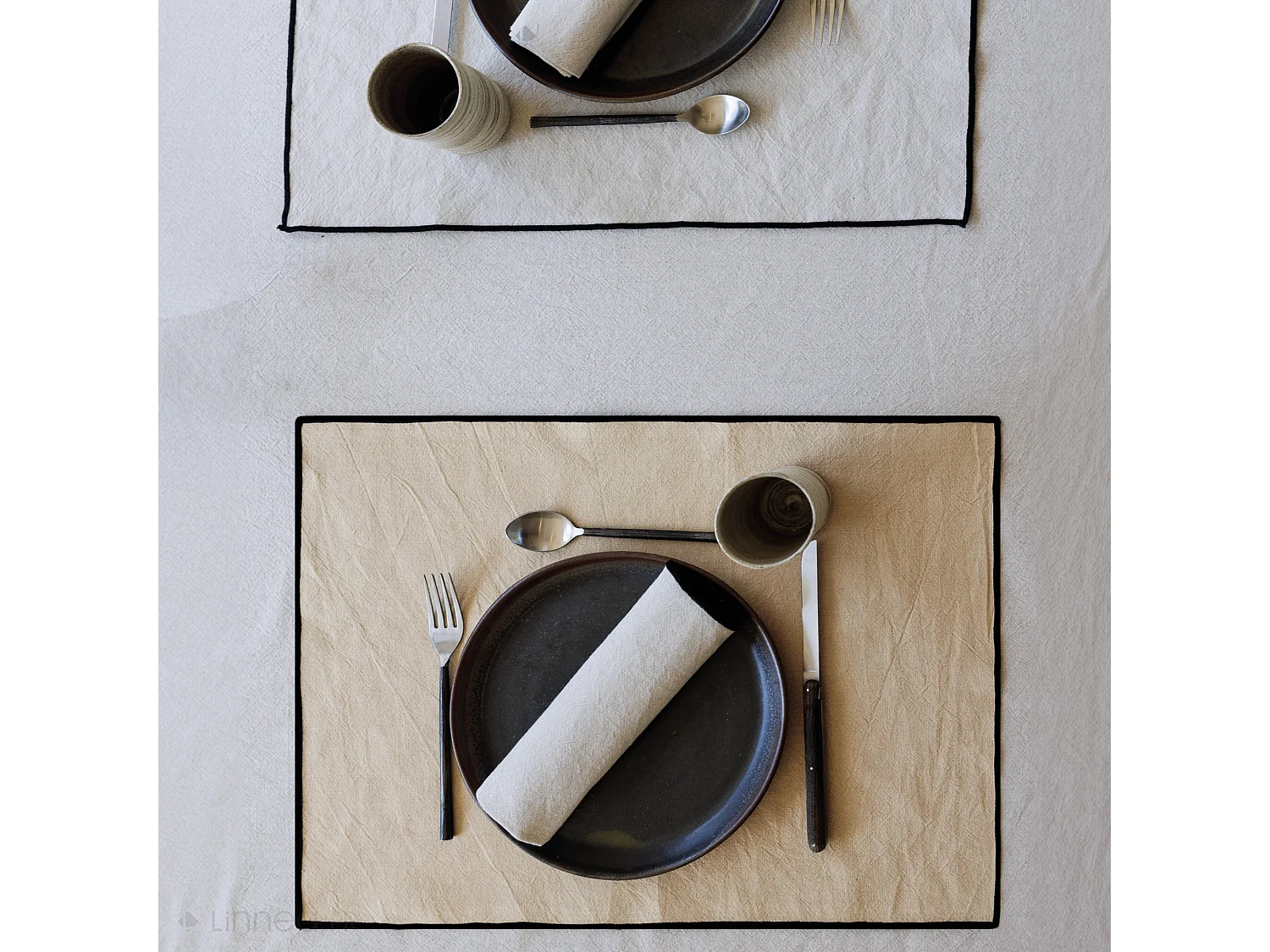 Lot de 4 sets de table coton 37x50 cm HONO beige sable