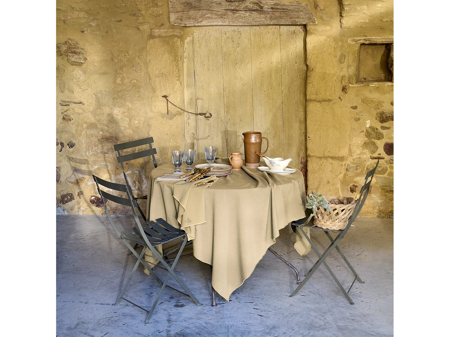 Lot de 4 sets de table coton 37x50 cm HONO beige sable