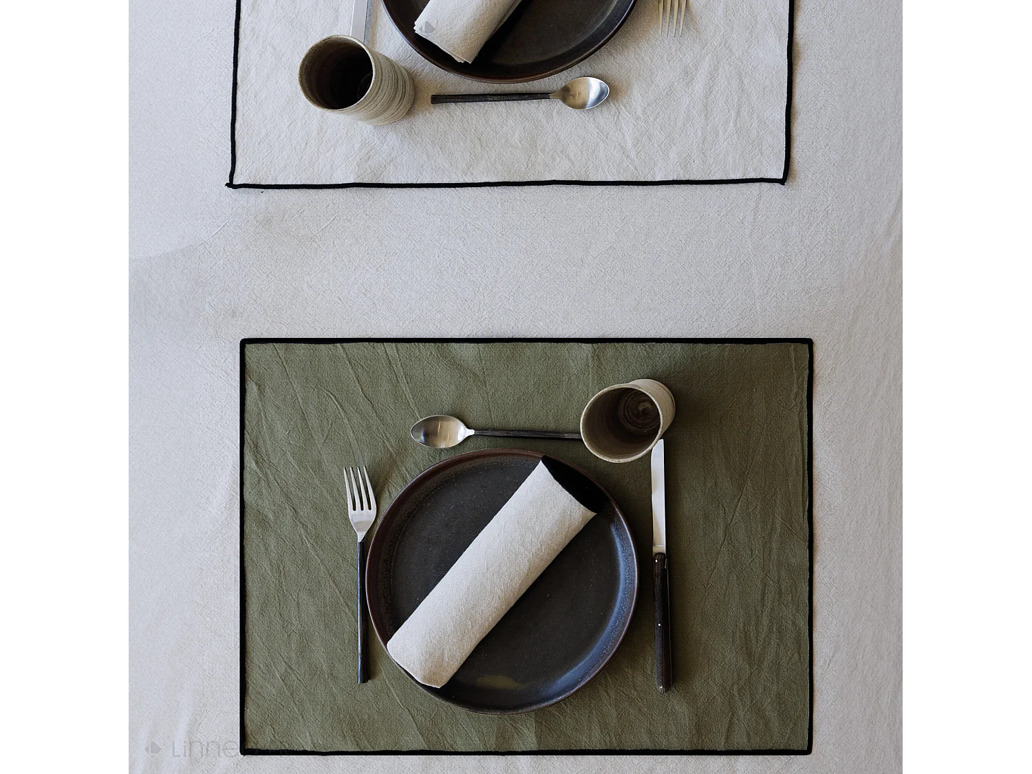 Lot de 4 sets de table coton 37x50 cm HONO vert mousse