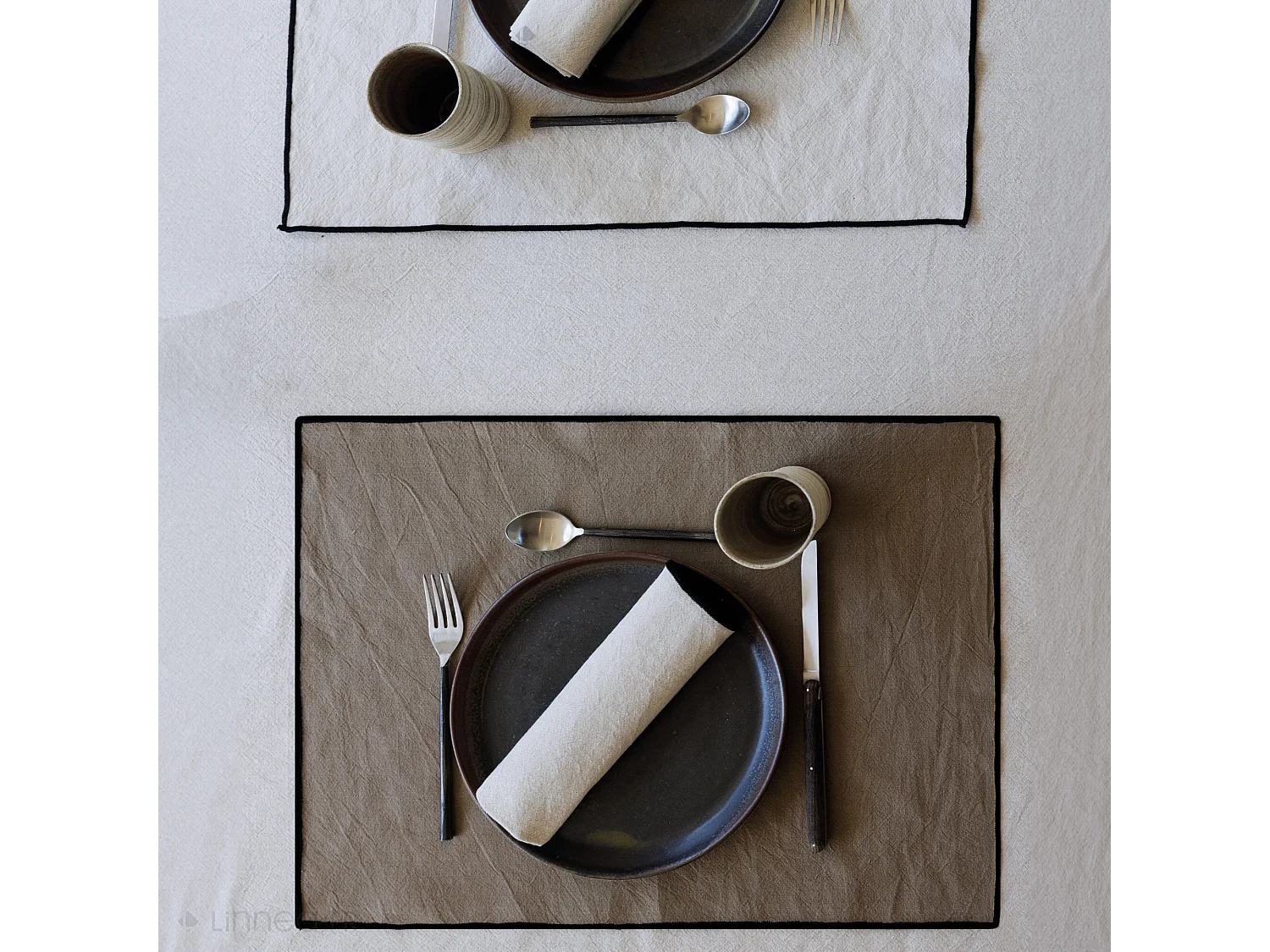 Lot de 4 sets de table 37x50 cm HONO marron Schiste coton