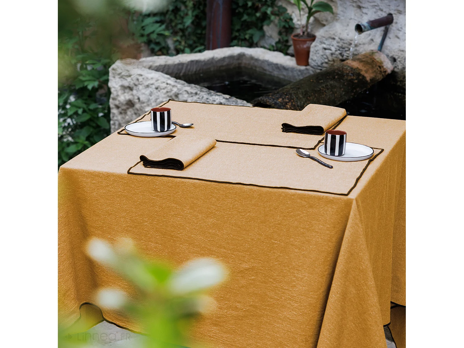 Lot de 4 sets de table 37x50 cm coton HONO jaune Curry