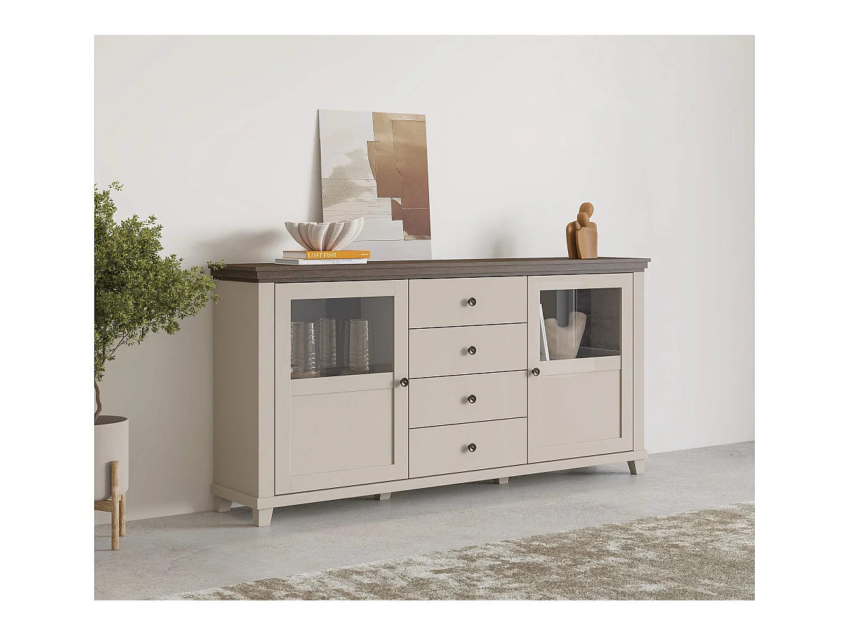 Sideboard 2 dörrar 4 lådor Martin Beige och Trä