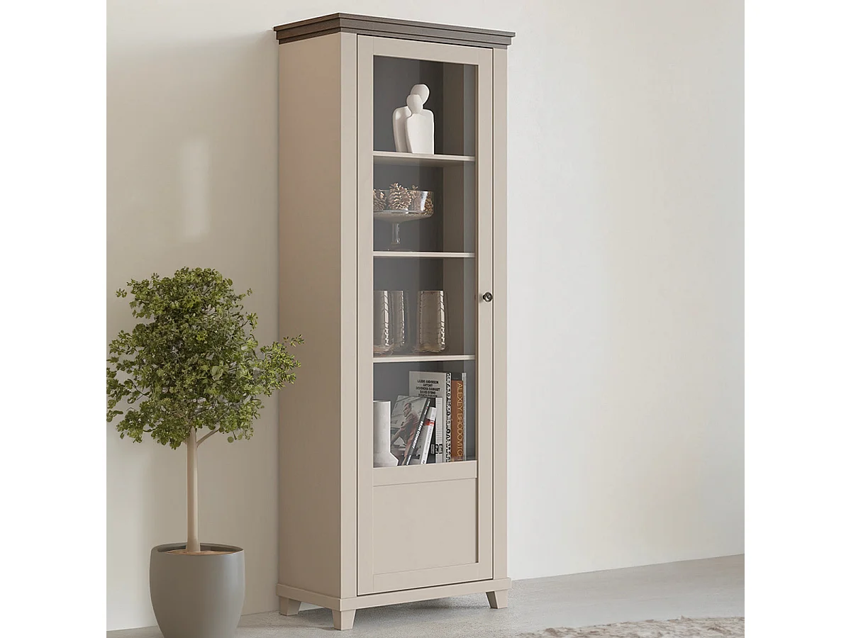Vitrina 1 puerta apertura izquierda Martin Beige y Madera