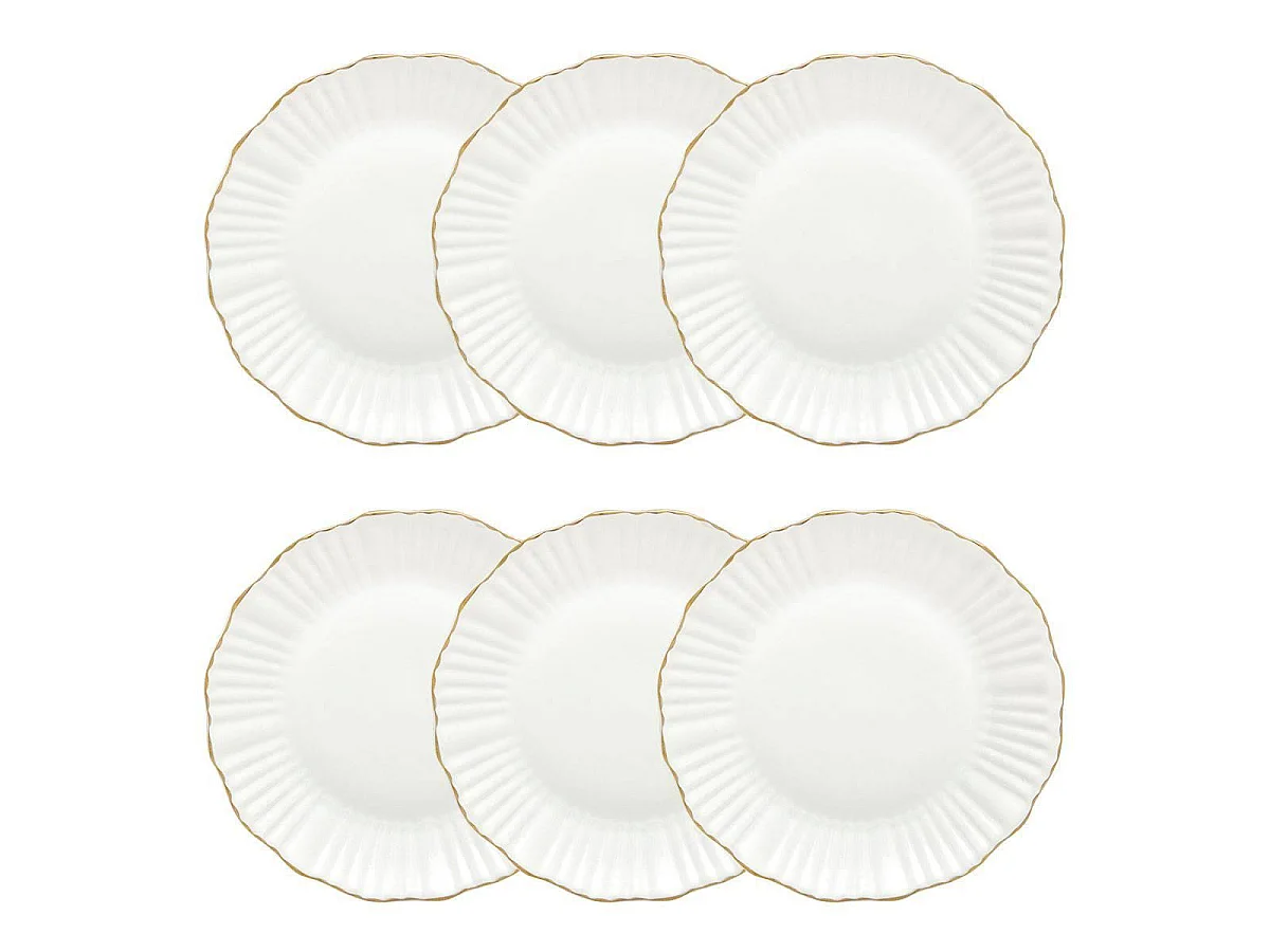 Lot de 6 Assiettes Plates "Daphné" 27cm Blanc