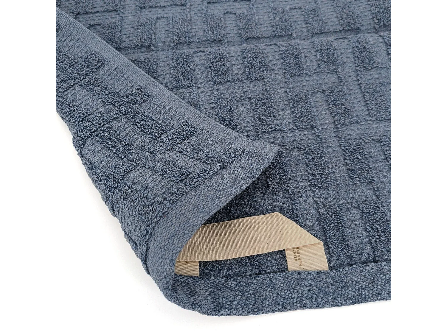 Lot de 2 serviettes invités gaufré 33x50 cm pur coton collection DENIM bleu