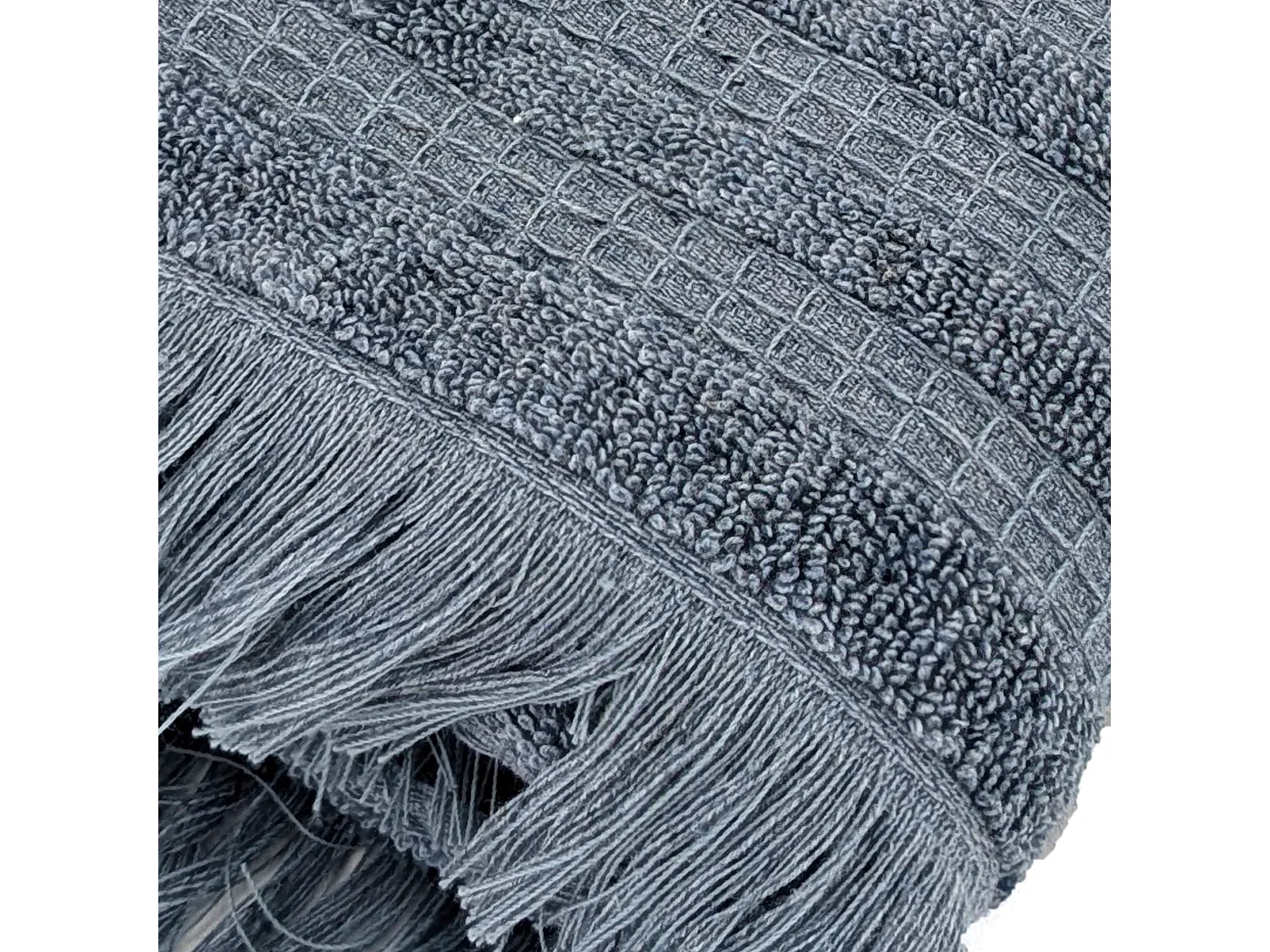 Parure de bain 5 pièces collection DENIM motif rayures pur coton bleu