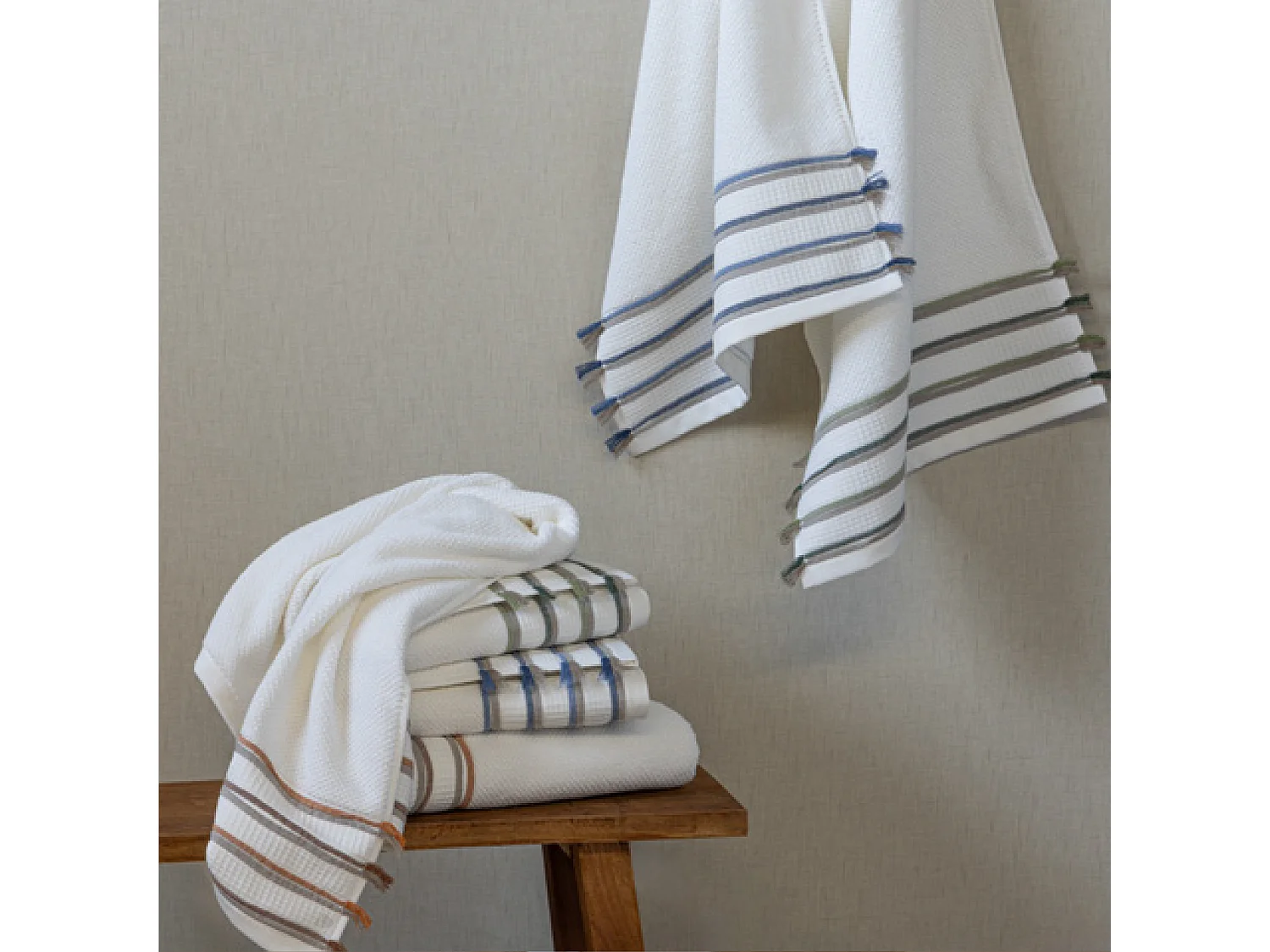 Lot de 2 gants de toilette 16x21 cm pur coton SERATA blanc jaune