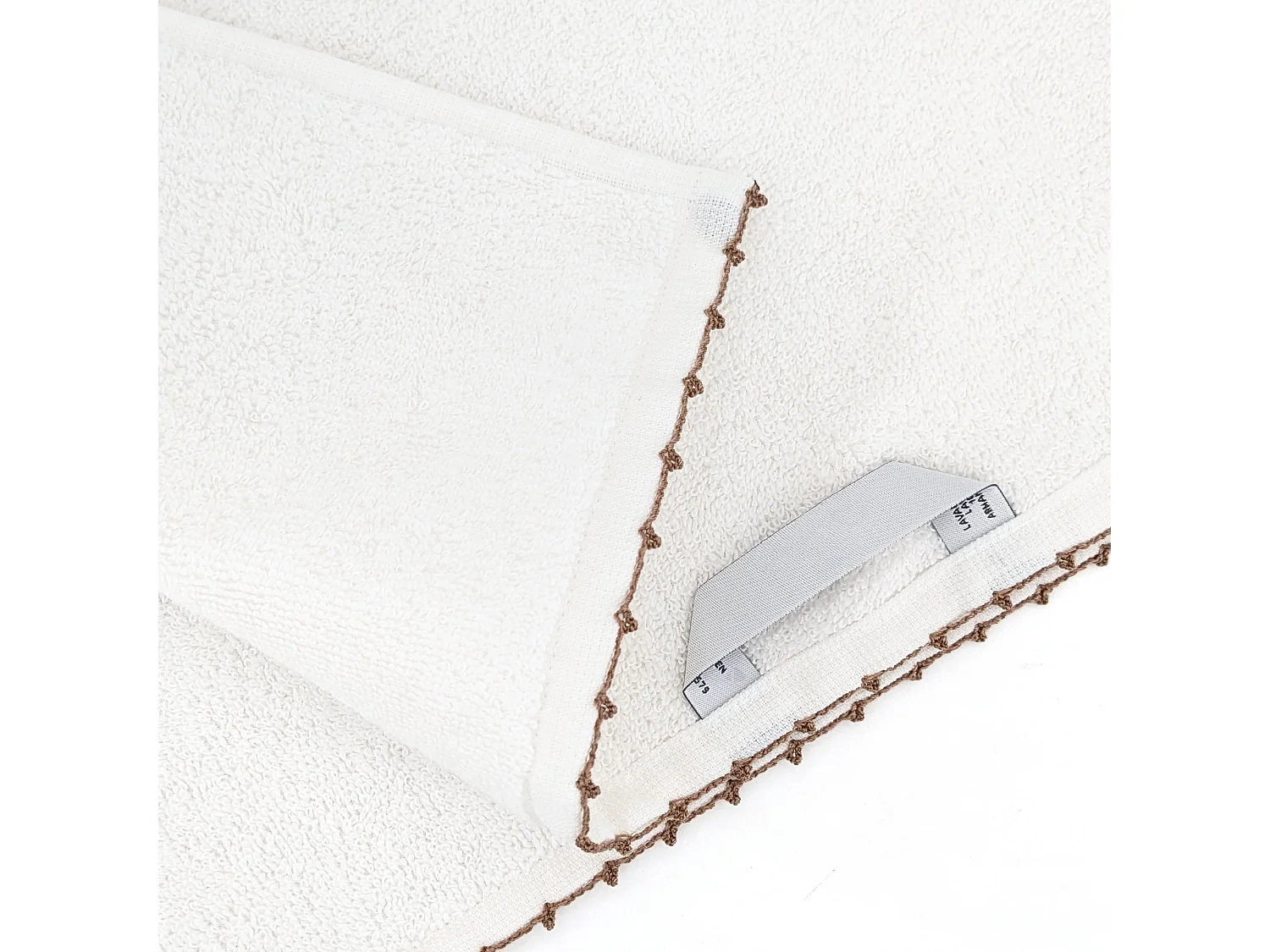 Parure de bain 7 pièces collection ORLA pur coton avec picueta beige