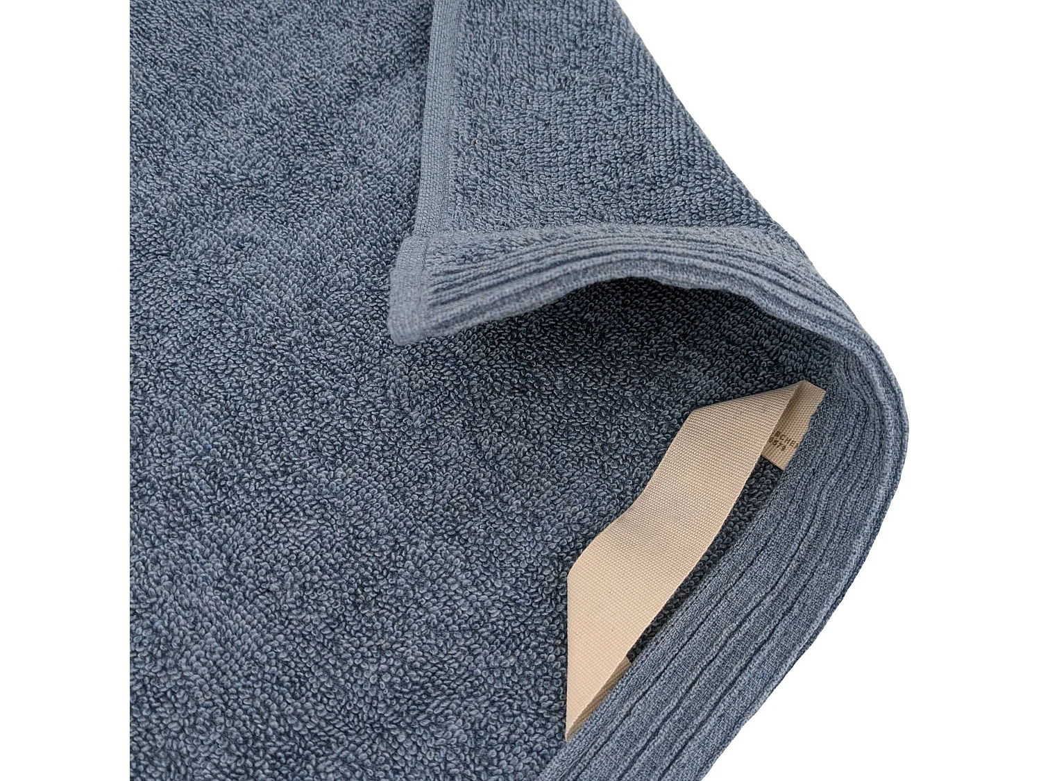 Lot de 2 serviettes invités 33x50 cm pur coton collection DENIM à bordures géométrique bleu