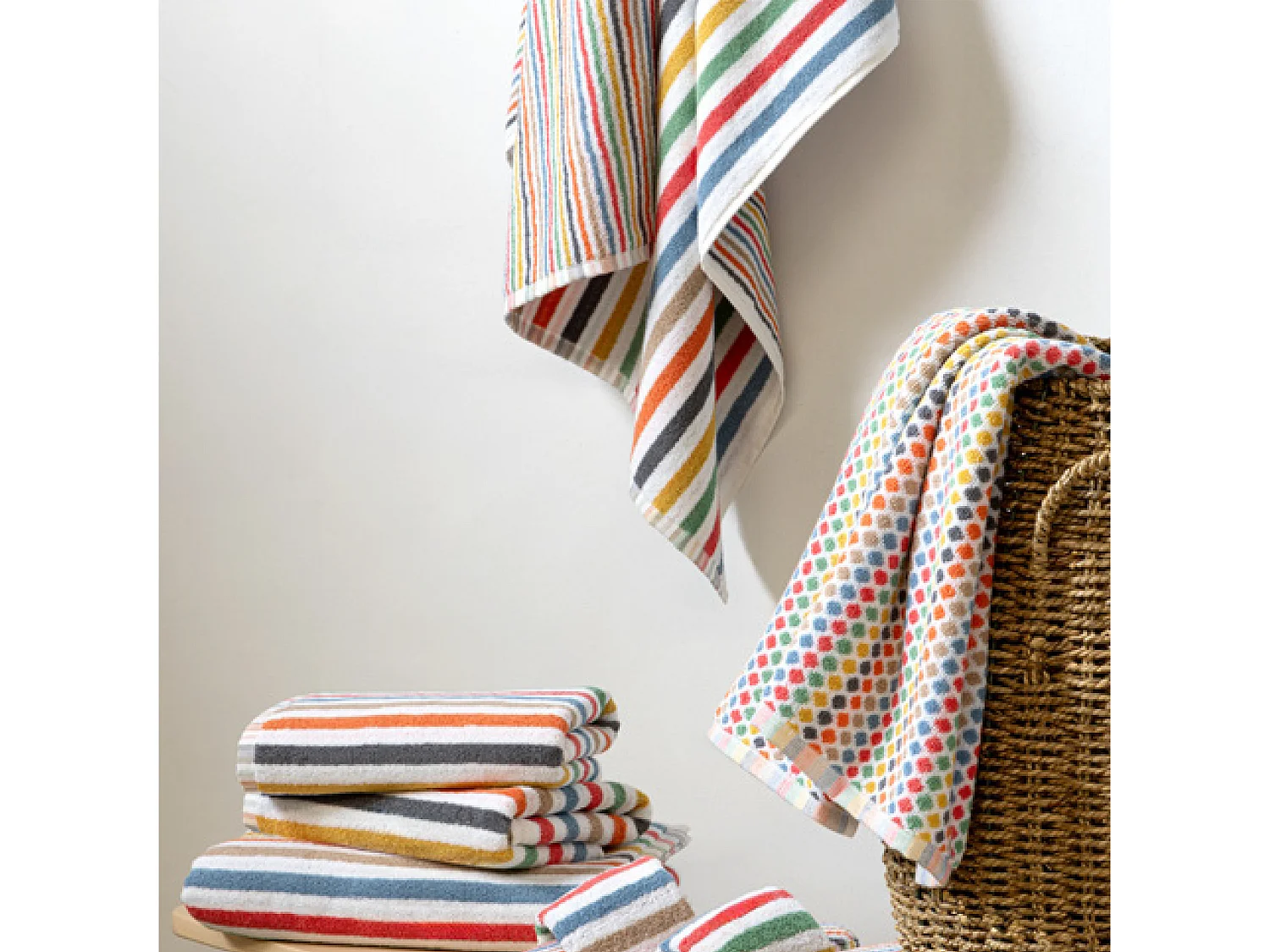 Serviette de toilette 50x100 cm pur coton collection RISALTO rayures multicolore