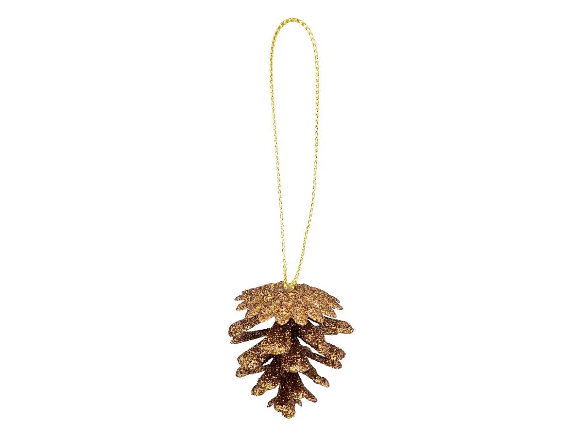 Lot de 12 Sujets de Noël "Pommes de pin" 3cm Or & Bronze