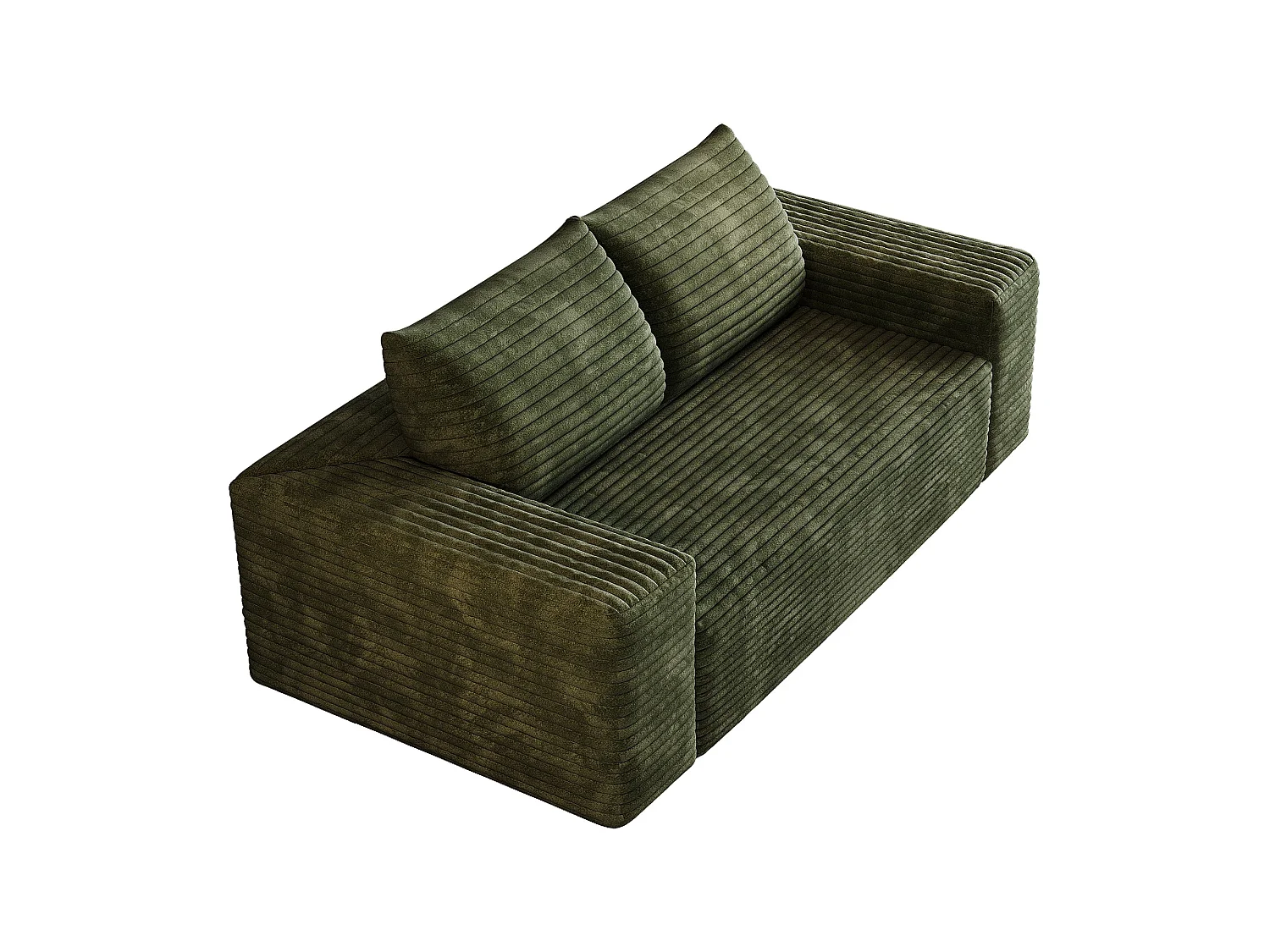 Canapé 2 places Loveseat en velours côtelé vert sans montage