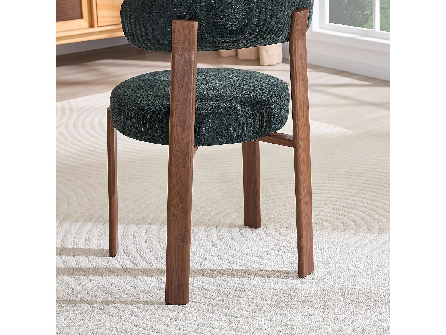 Lot de 4 chaises de salle à manger tissu noir dossier incurvé