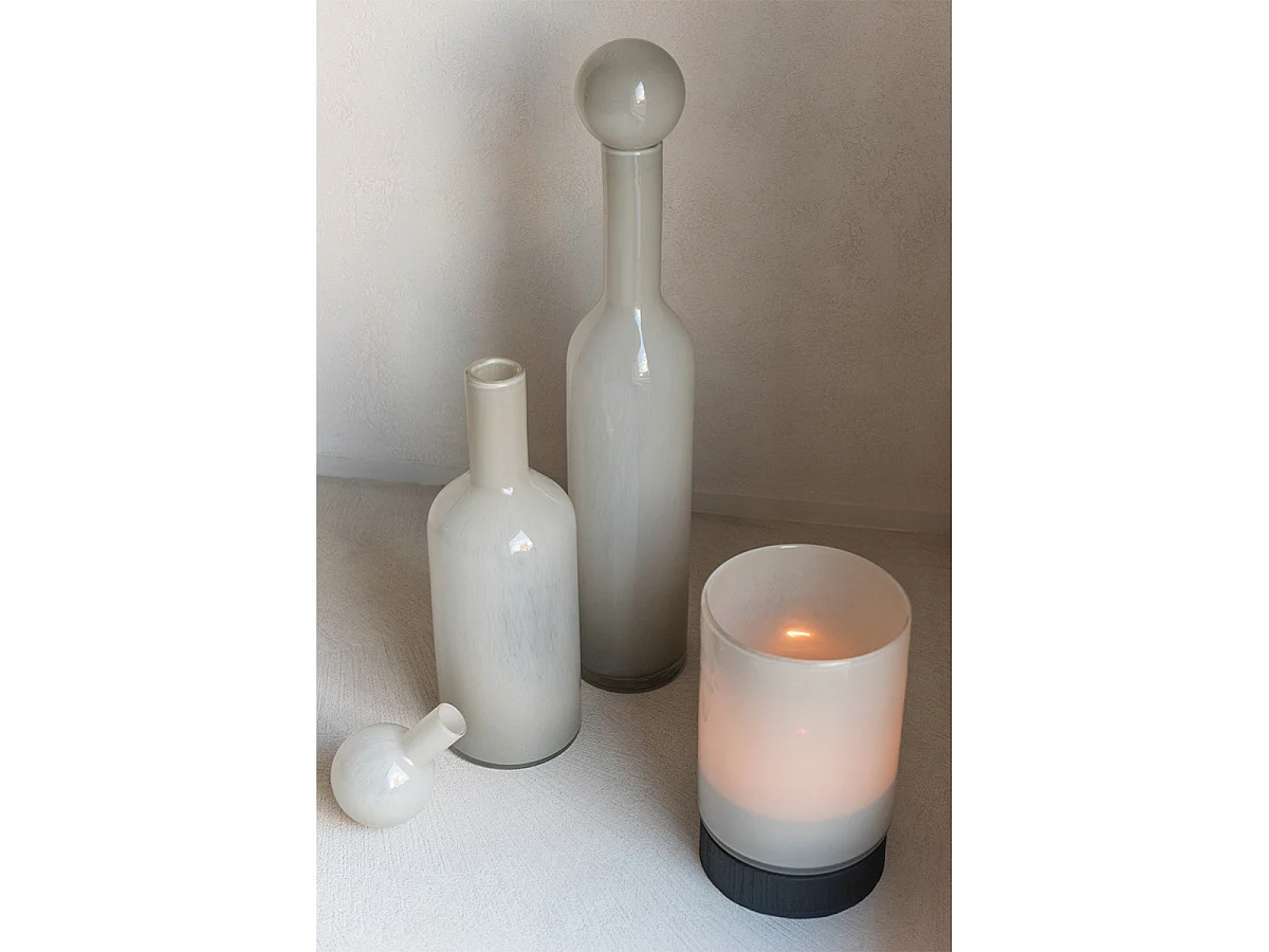 Vase Bouteille Bouchon en Verre "Doyle" 75cm Gris