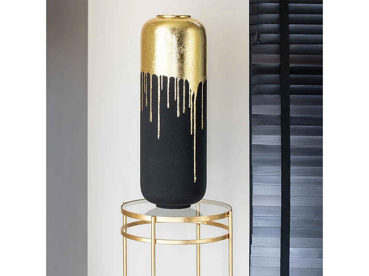 Vase Design en Métal "Duo" 70cm Noir & Or