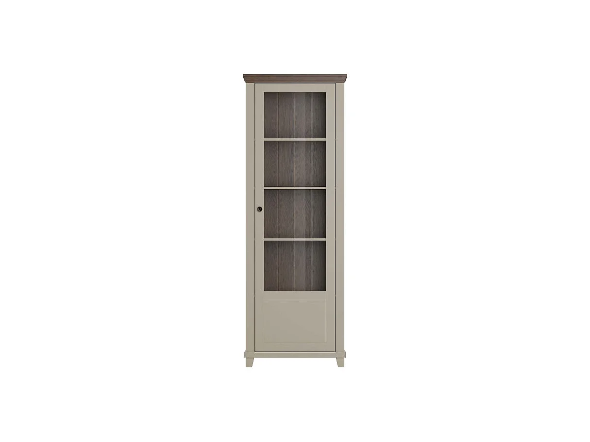 Martin vitrinekast 1 deur rechtsdraaiend beige en hout
