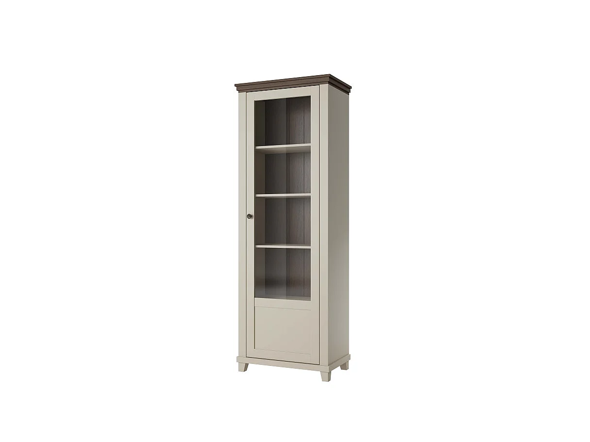 Martin vitrinekast 1 deur rechtsdraaiend beige en hout