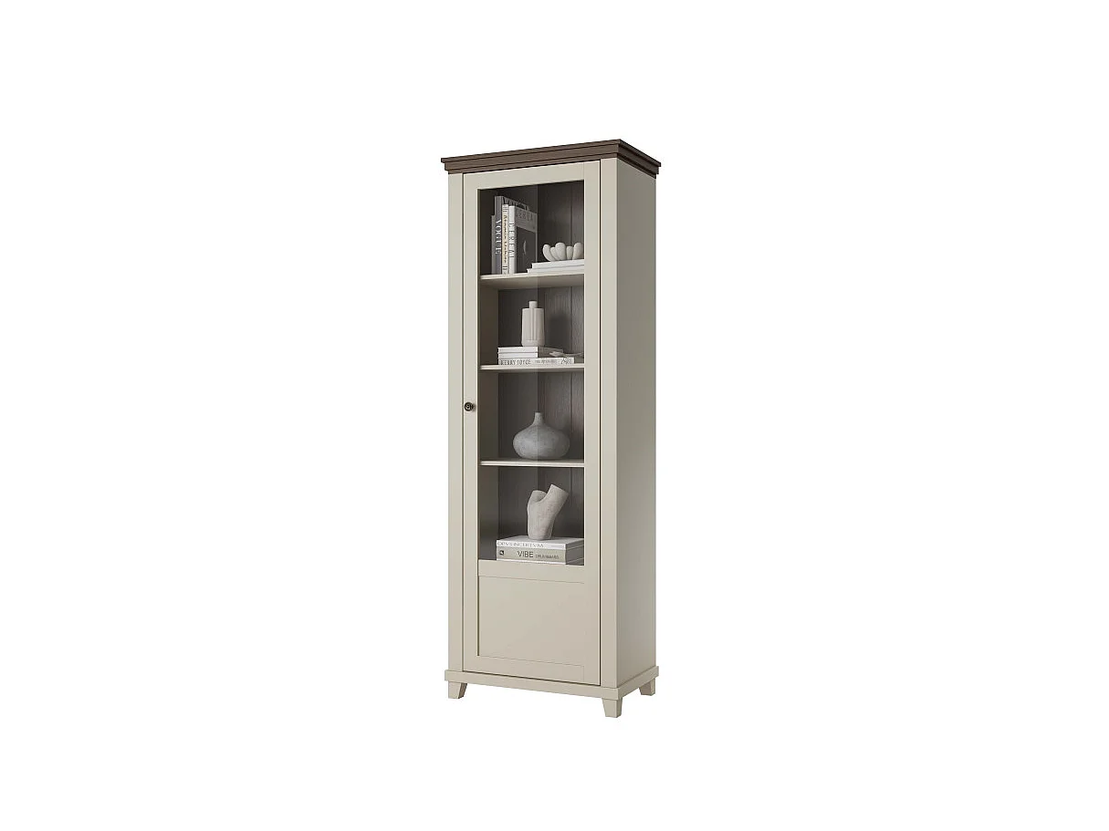 Martin vitrinekast 1 deur rechtsdraaiend beige en hout