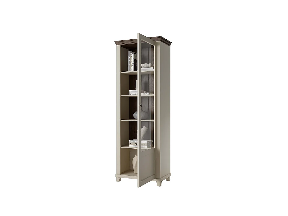 Martin vitrinekast 1 deur rechtsdraaiend beige en hout