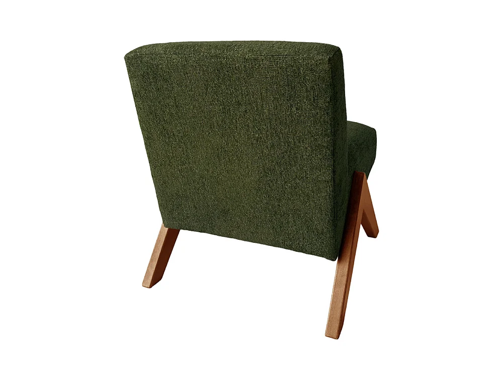 Vinto - Fauteuil en tissu pieds bois - Vert chiné
