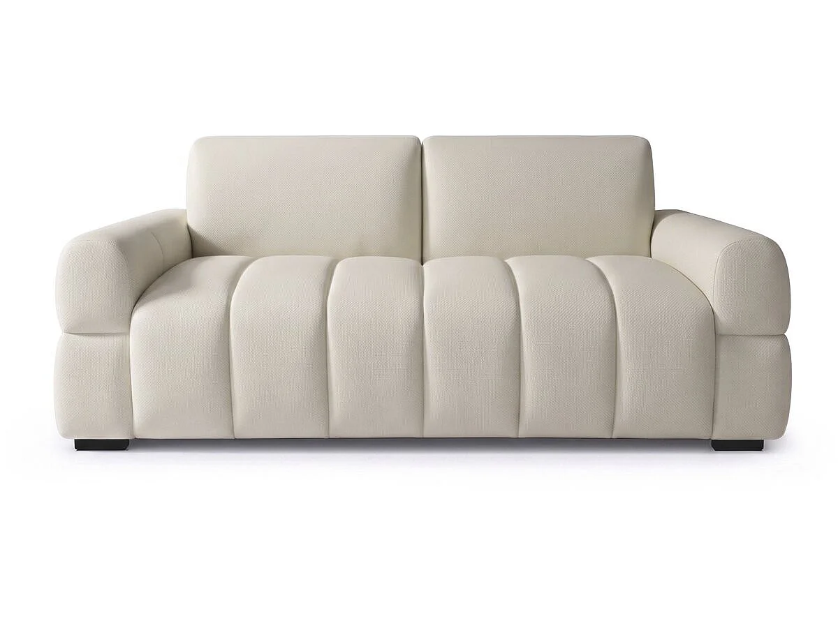 Canapé lit convertible express "Zoé" - Matelas 18 cm - Couchage 140 cm - 3 places - Beige