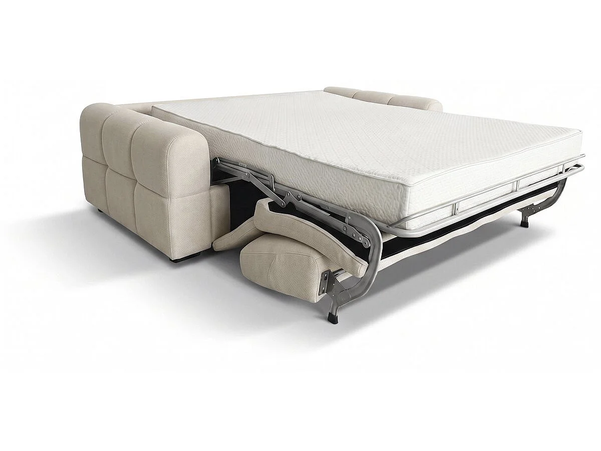 Canapé lit convertible express "Zoé" - Matelas 18 cm - Couchage 140 cm - 3 places - Beige