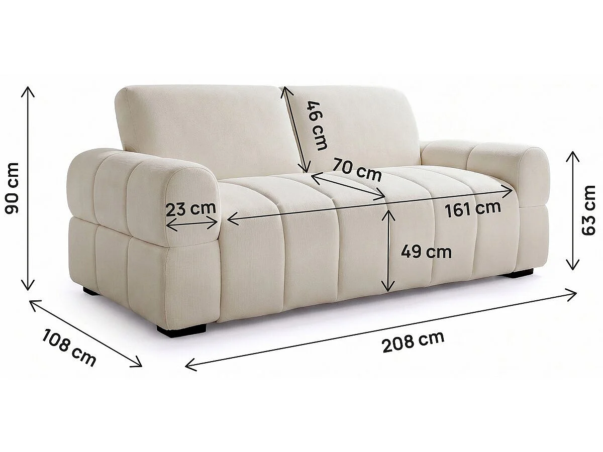 Canapé lit convertible express "Zoé" - Matelas 18 cm - Couchage 140 cm - 3 places - Beige