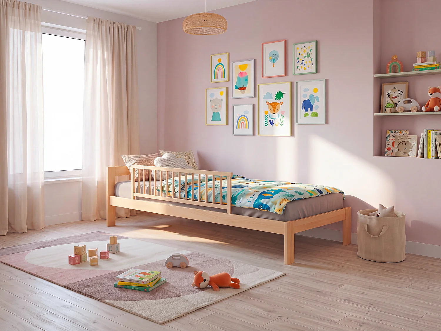 Barrière de lit - L120 cm - Coloris : Naturel - FOLANO