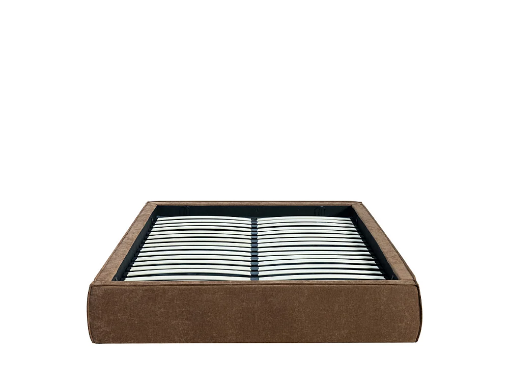 Liberio - Lit coffre en tissu 140x190cm - Marron