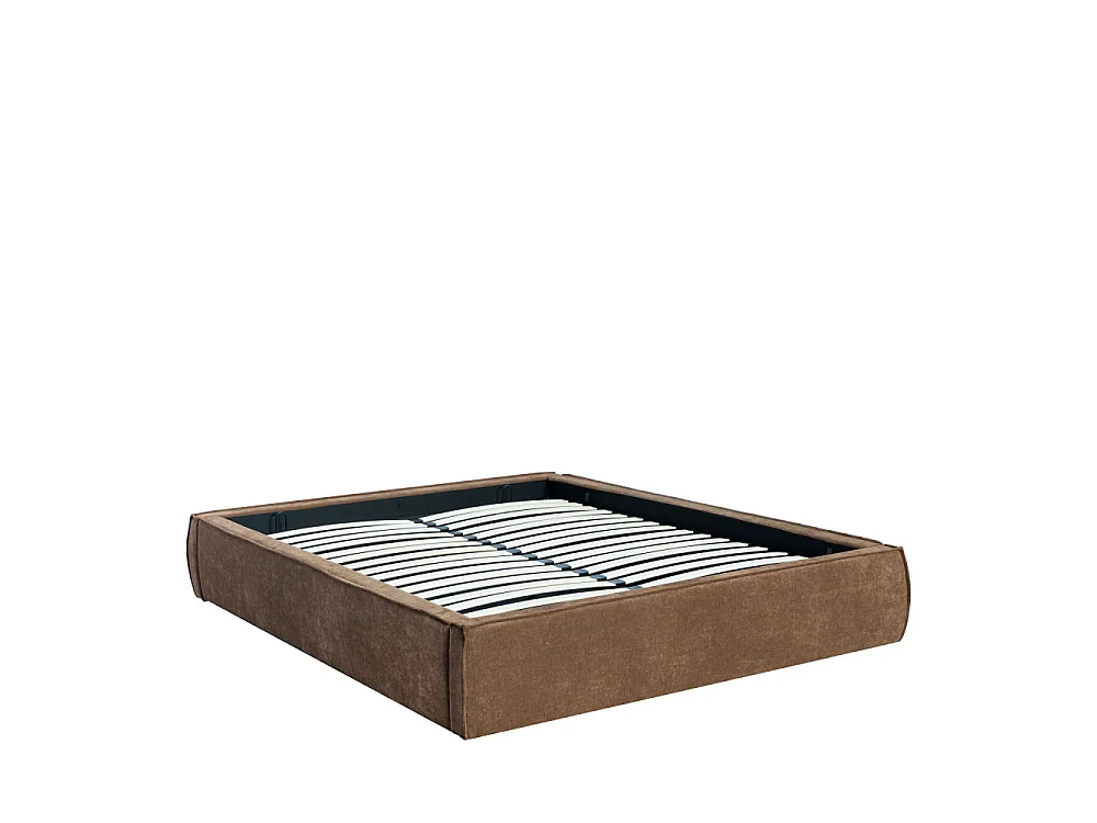 Liberio - Lit coffre en tissu 140x190cm - Marron