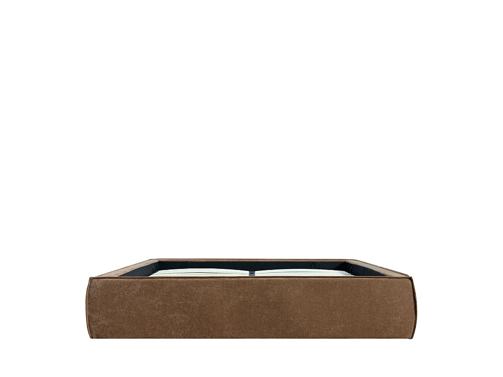 Liberio - Lit coffre en tissu 140x190cm - Marron