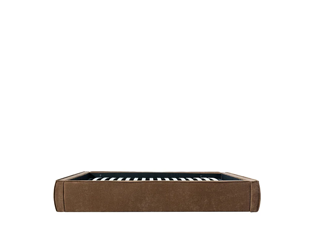 Liberio - Lit coffre en tissu 140x190cm - Marron