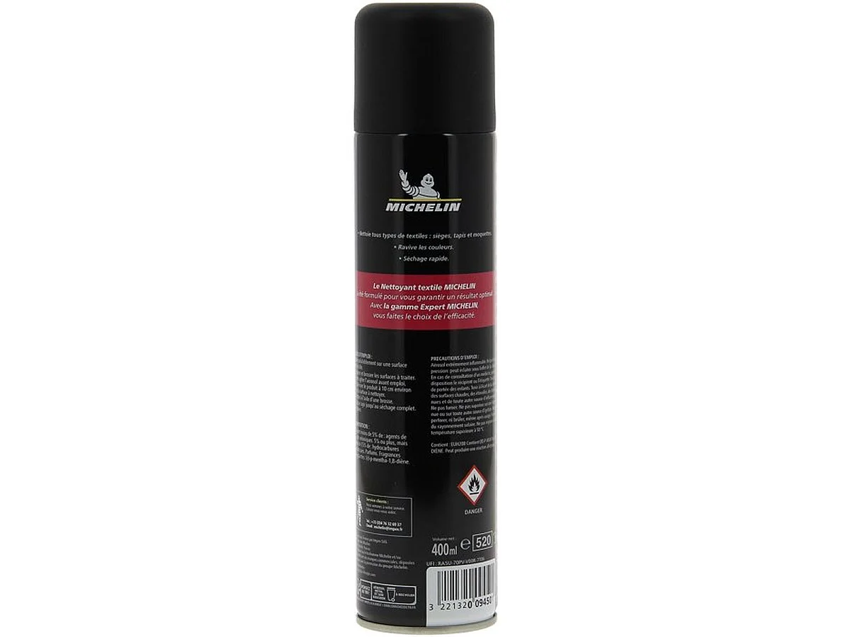 MICHELIN Expert Nettoyant Textile Aérosol 400 ml - Mousse Active pour Sièges et Moquettes