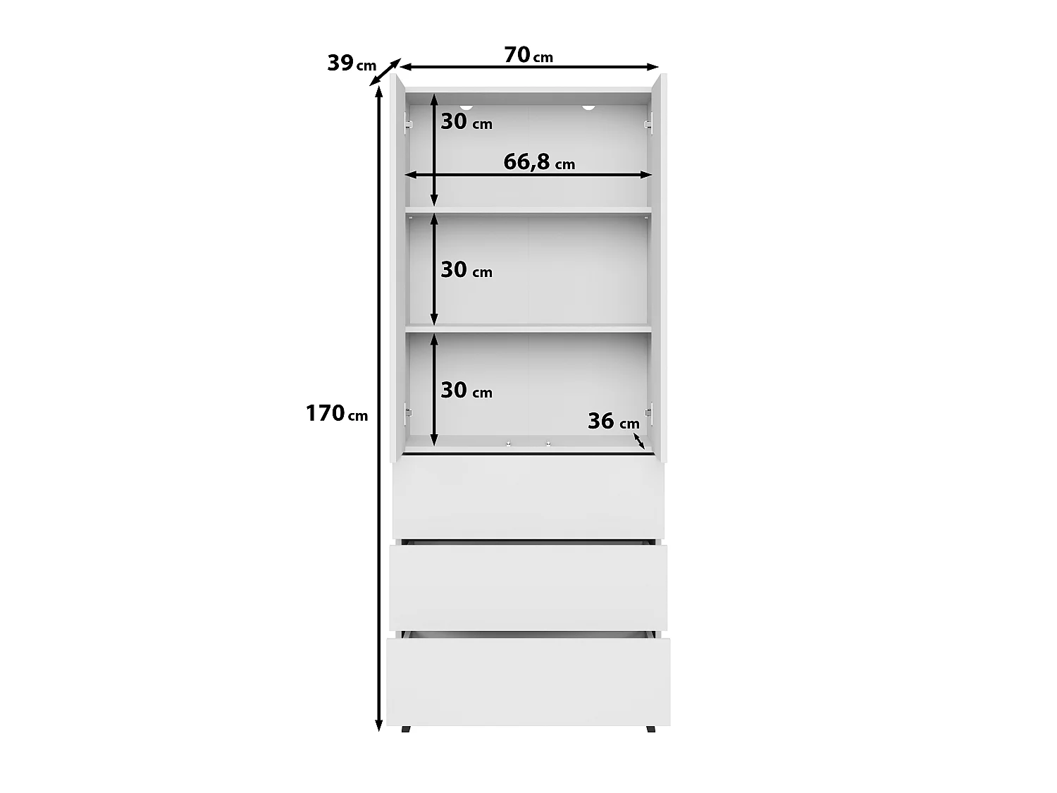 Hög byrå 170 cm för vardagsrum, matt kashmir