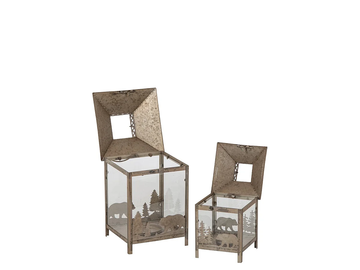 Lot de 2 Lanternes en Métal "Faustine" 34cm Beige