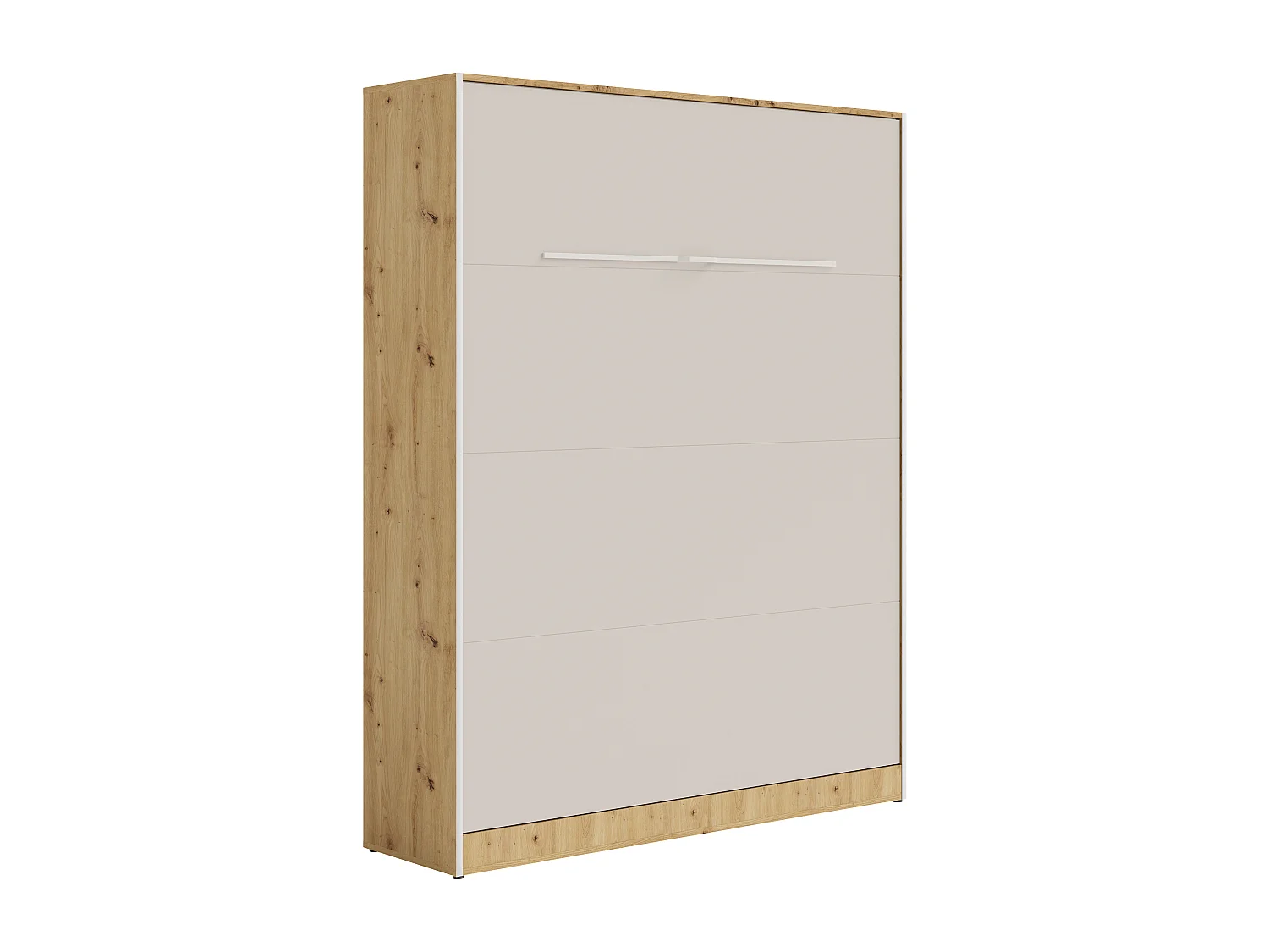 Lit escamotable 160 x 200 cm - Ouverture verticale manuelle - Avec LEDs – Beige et naturel - RAPILI