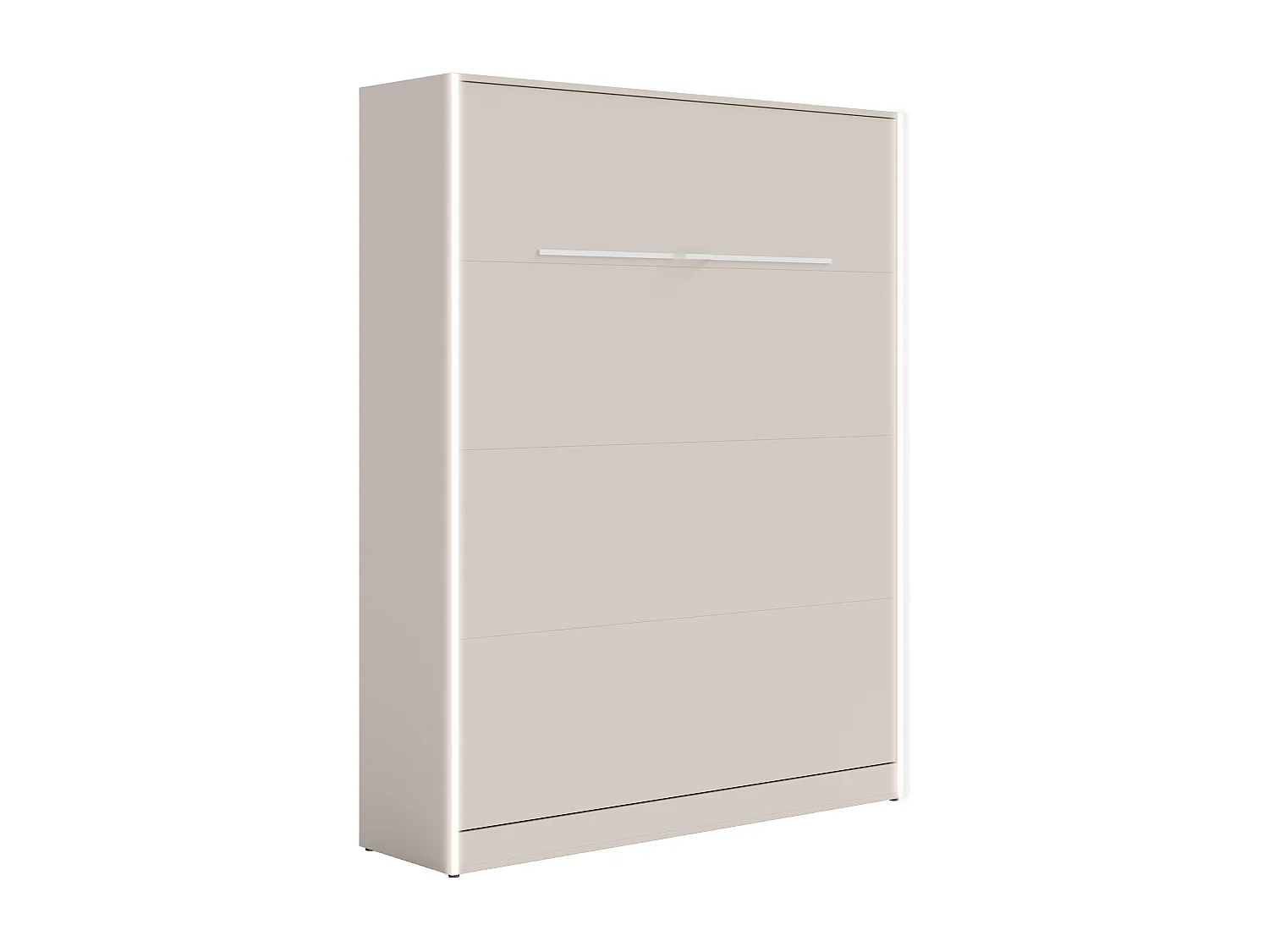 Lit escamotable 160 x 200 cm - Ouverture verticale manuelle - Avec LEDs - Beige + Matelas - RAPILI