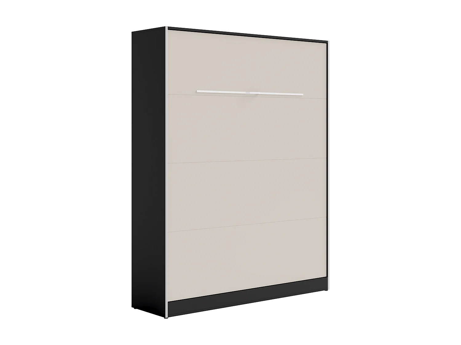 Lit escamotable 160 x 200 cm - Ouverture verticale manuelle - Avec LEDs - Noir et beige + Matelas - RAPILI