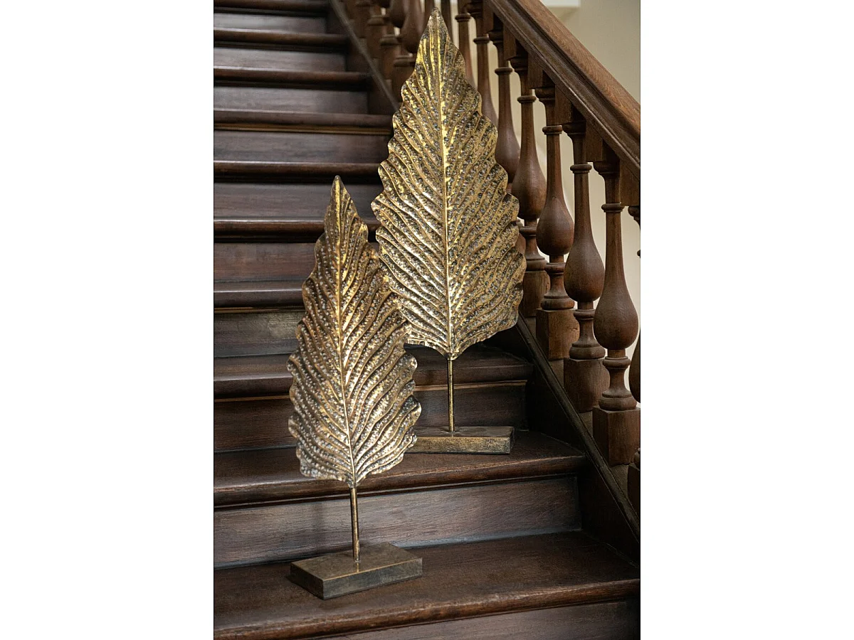 Lot de 2 Feuilles Déco "Vidal" 89cm Bronze