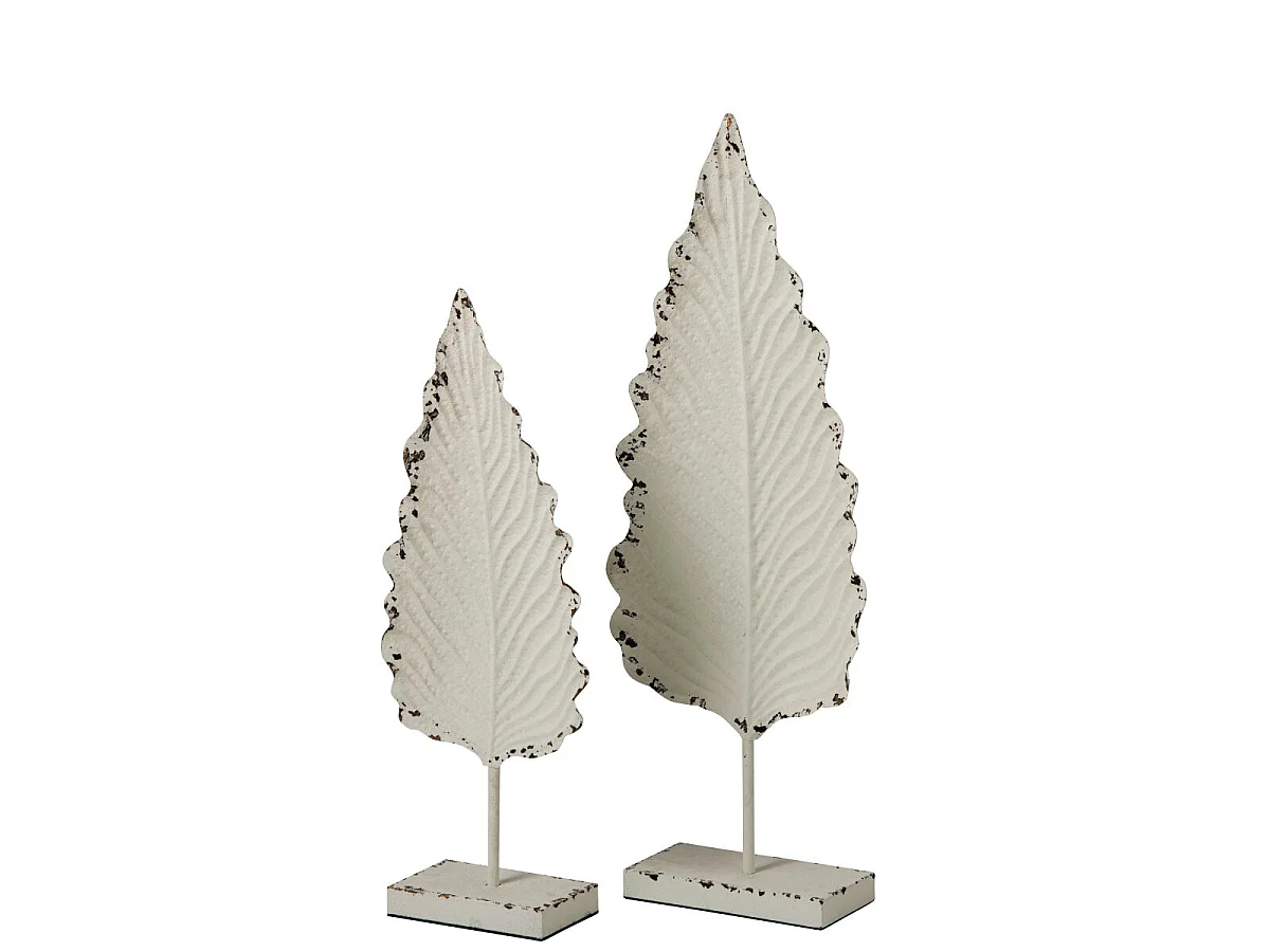 Lot de 2 Feuilles Déco "Vidal" 89cm Blanc