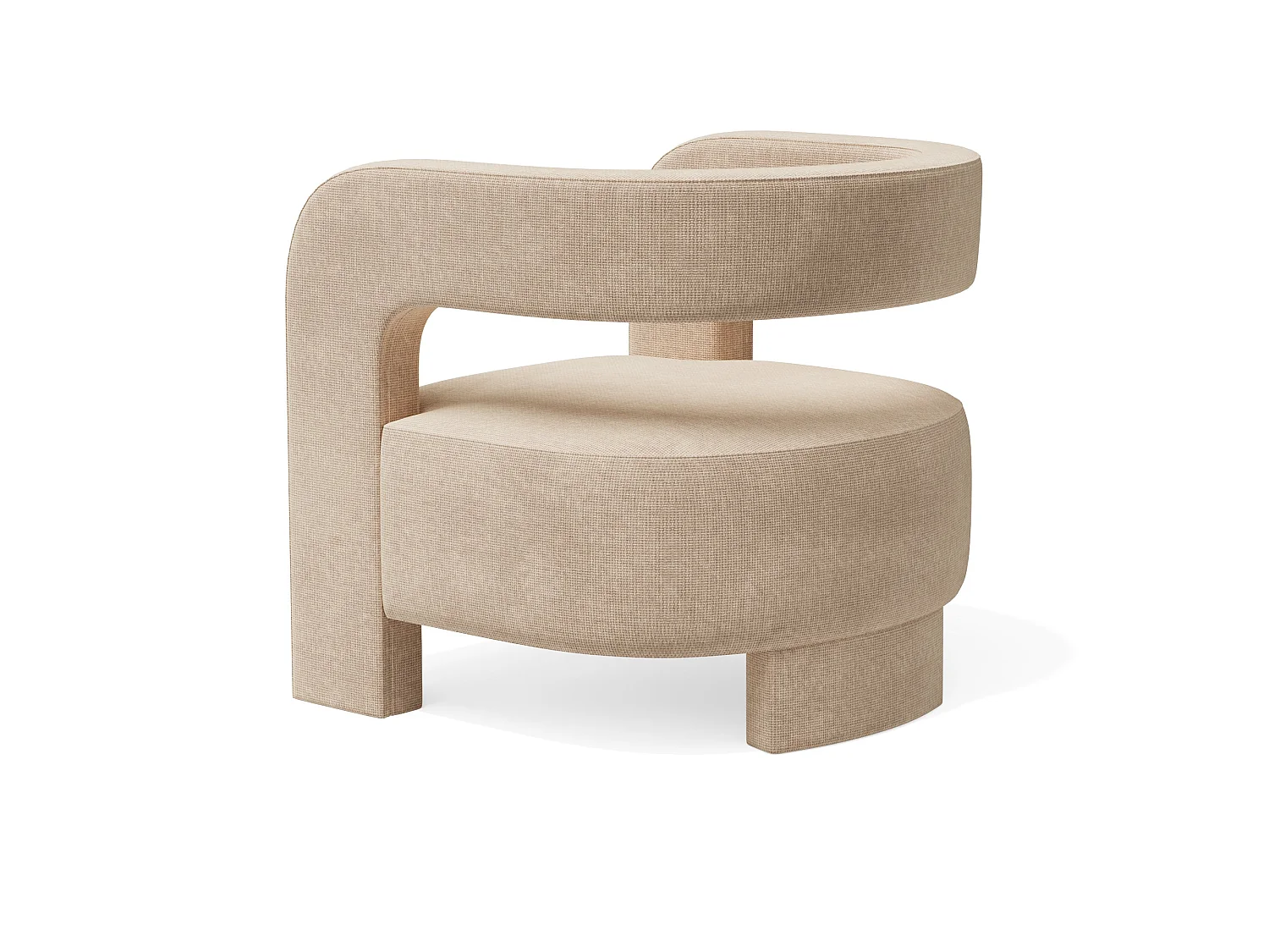 Fauteuil PERLE en velours chenillé beige foncé