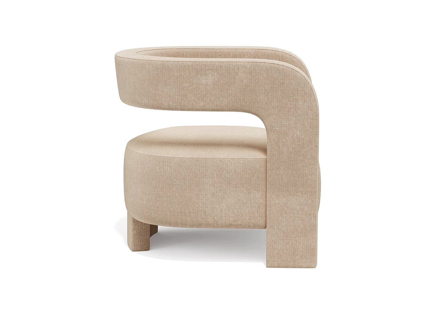 Fauteuil PERLE en velours chenillé beige foncé