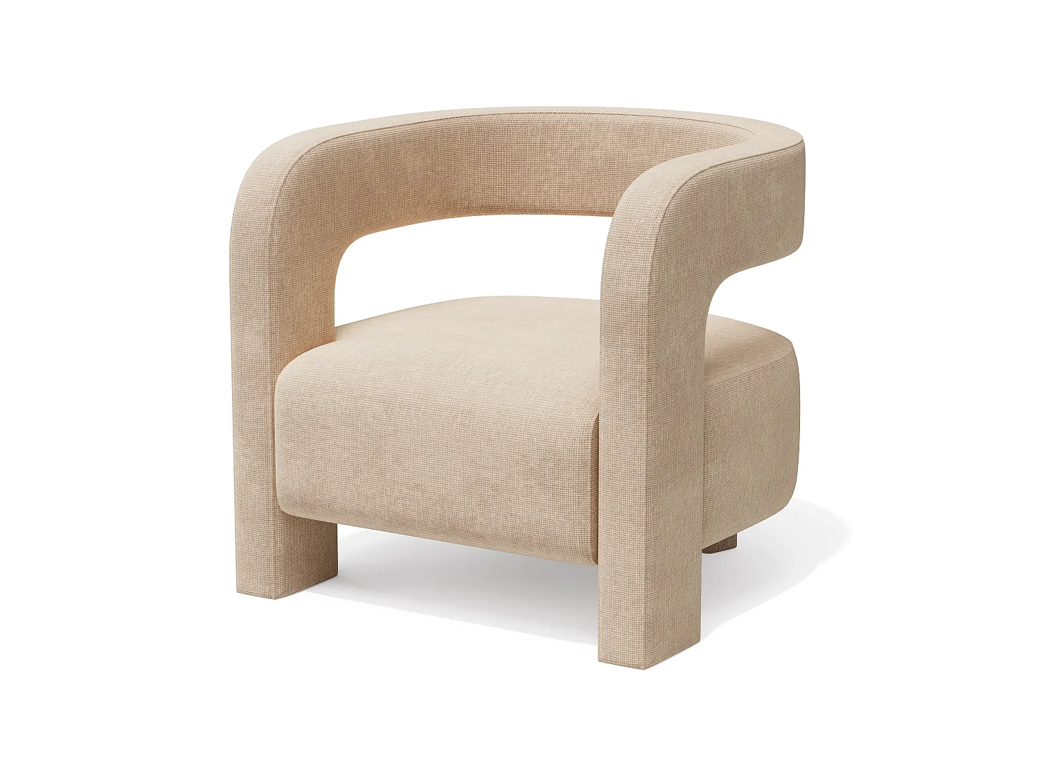 Fauteuil PERLE en velours chenillé beige foncé