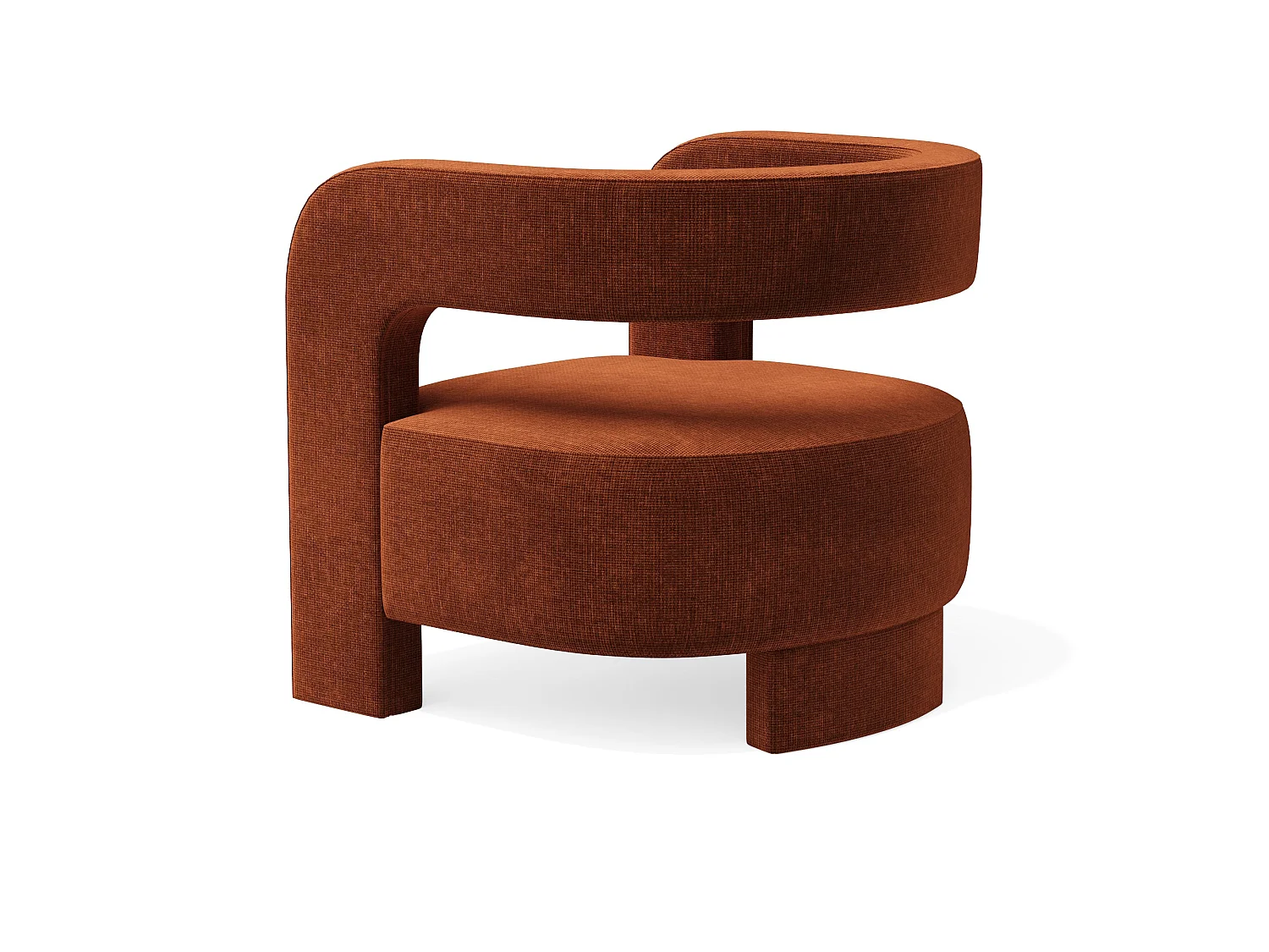Fauteuil PERLE en velours chenillé terracotta