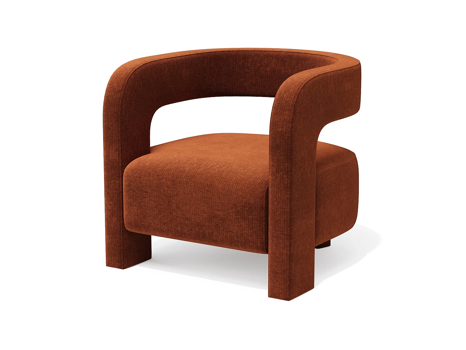 Fauteuil PERLE en velours chenillé terracotta
