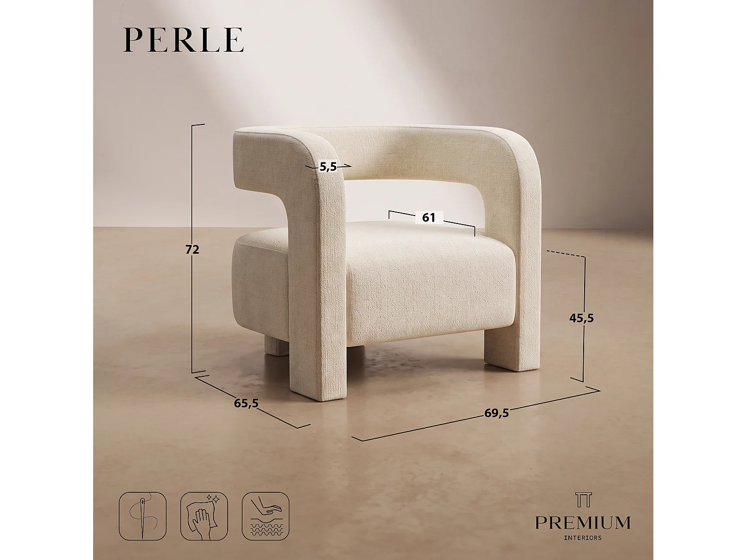 Fauteuil PERLE en velours chenillé terracotta