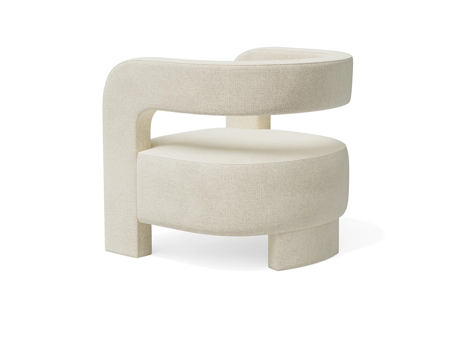 Fauteuil PERLE en velours chenillé crème