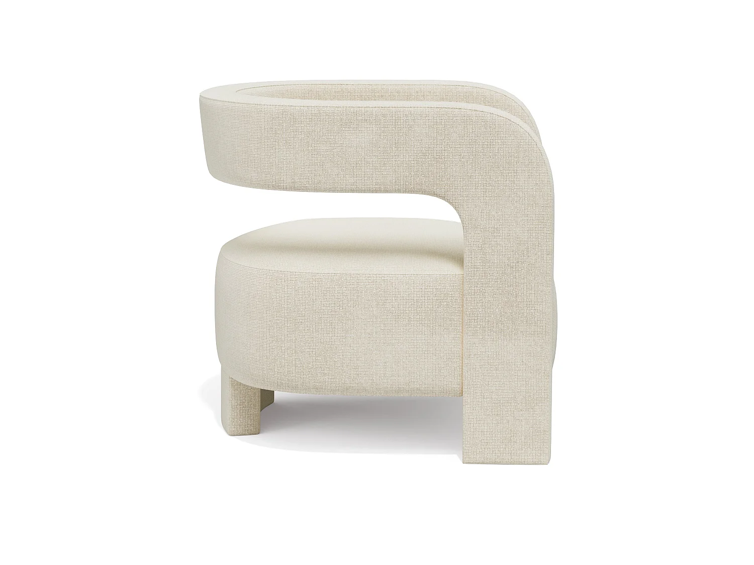 Fauteuil PERLE en velours chenillé crème